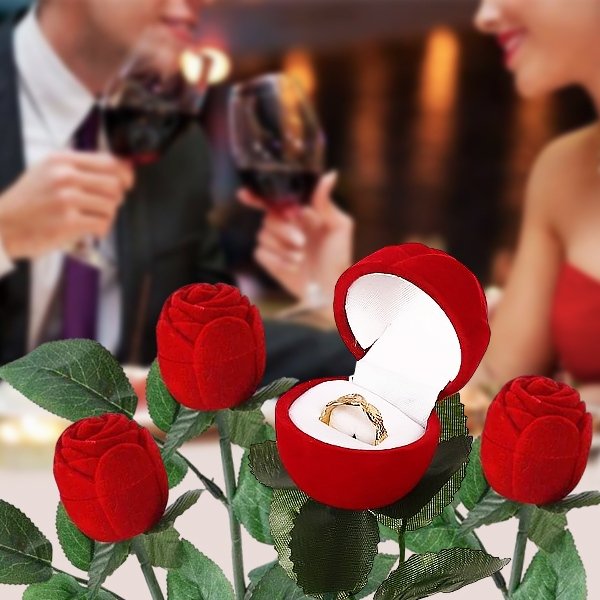 1db bársony rózsa gyűrű doboz | ROSABOX 1db bársony rózsa gyűrű doboz | ROSABOX